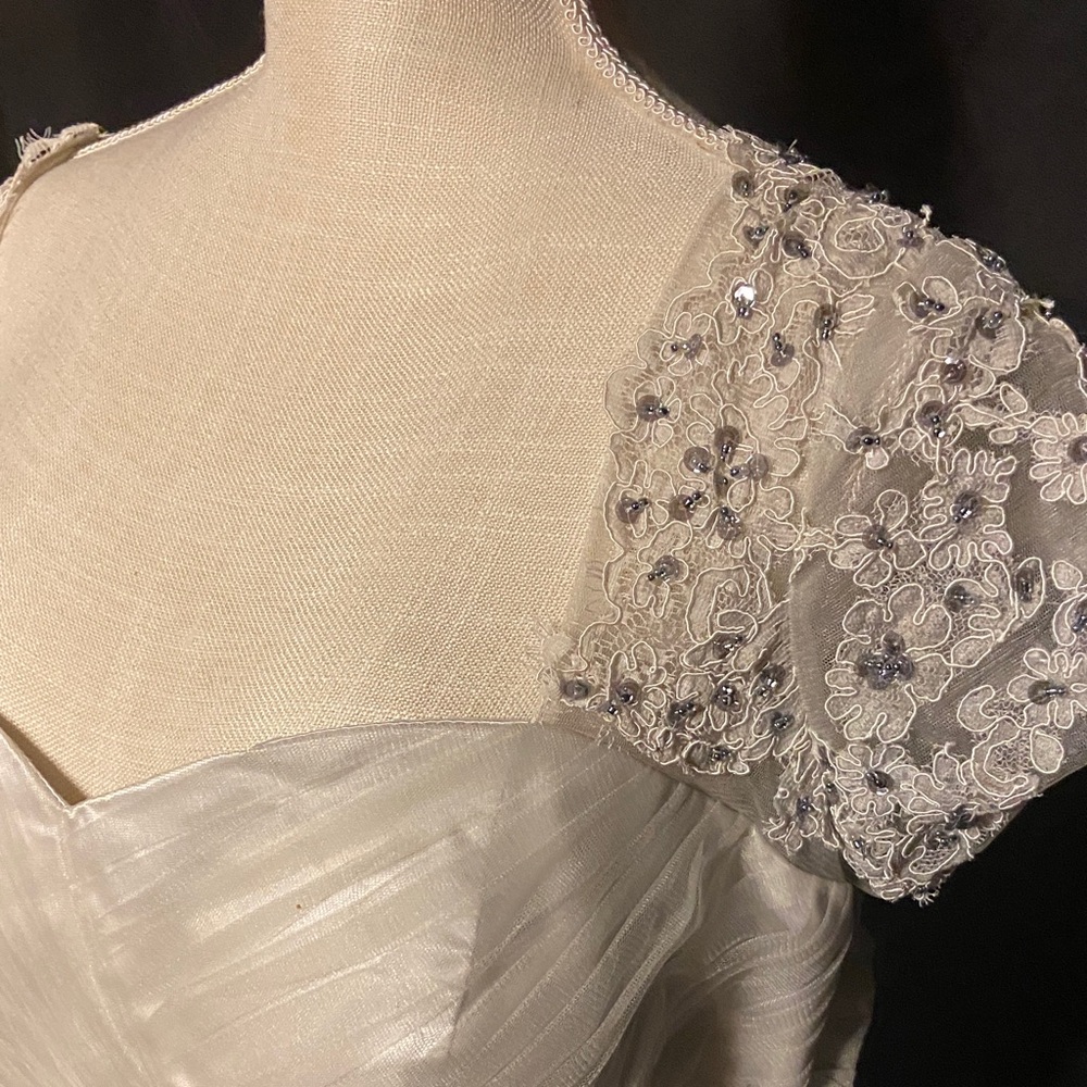 Elegant White and Ivory Dress with Lace Details